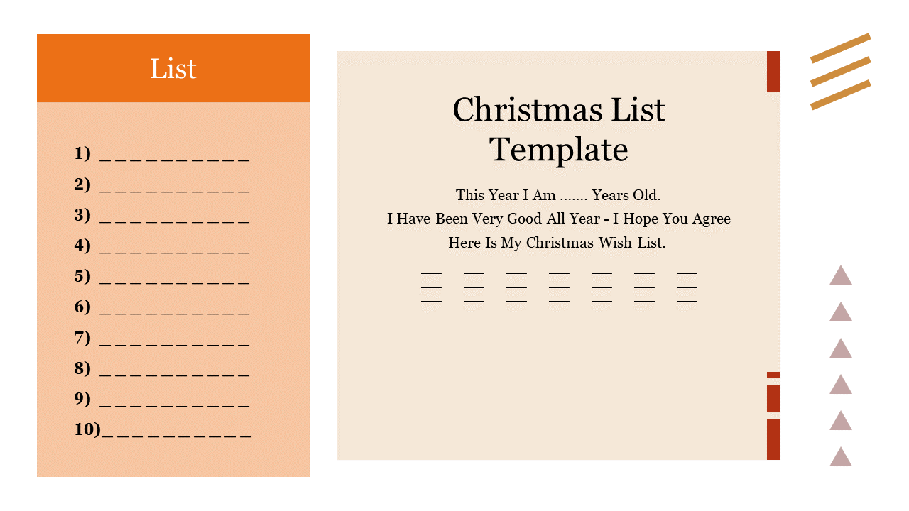 Free - Classic Christmas List Template Presentation PowerPoint